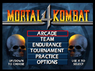 Mortal Kombat 4 title screen for Playstation